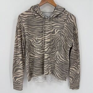 Chaser Zebra‎ Print Lightweight Hoodie Taupe Tan Size Small
